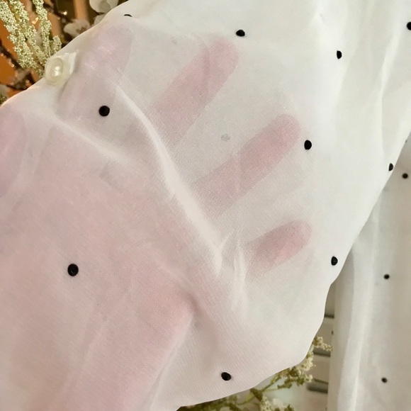 Kirra PacSun Sheer Long Sleeve Rhinestone Polkadot White Blouse XS - Picture 6 of 7